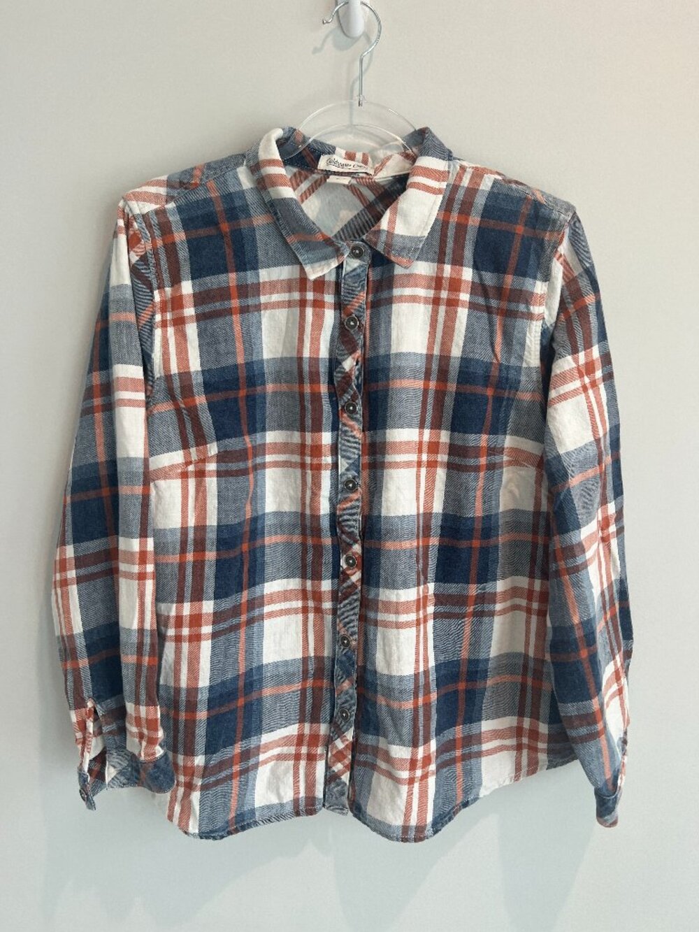 Coldwater Creek Taos Dreams Plaid Cotton Shirt Petite Large